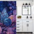 thumbnail image 5 of Blue Butterfly Cosmic Flower Garden Shower Curtain , Enchanted Forest Scenic Bathroom Decor Sets, Waterproof Fabric with Hooks, 5 of 7