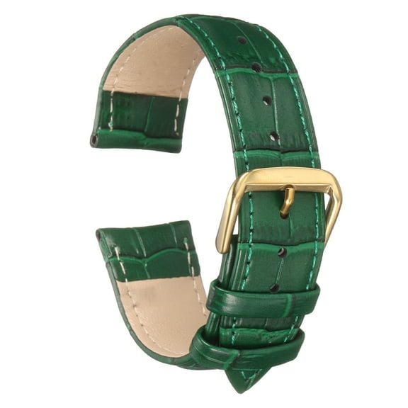 Uxcell Leather Watch Bands 20mm Classical Embossed Replacement Strap Elegant Vintage Watchband, Green Gold