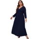 thumbnail image 3 of Vestido maxi de manga larga de talla grande para mujer con cuello en V y cintura imperio, vestidos largos casuales sueltos, vestido de invierno de talla grande, 3 of 5