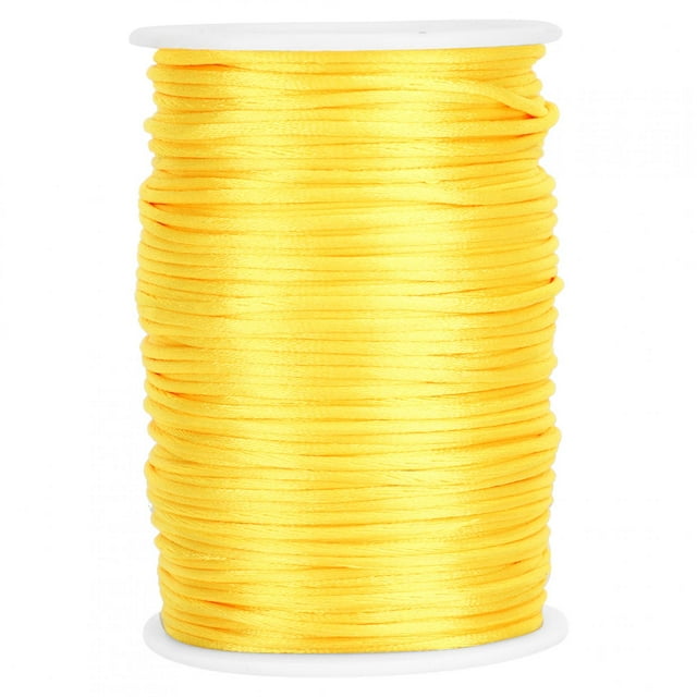 Cordón de satén de nailon duradero, alambre de decoración anudado chino para fabricación de joyas, costura, tejido, amarillo dorado