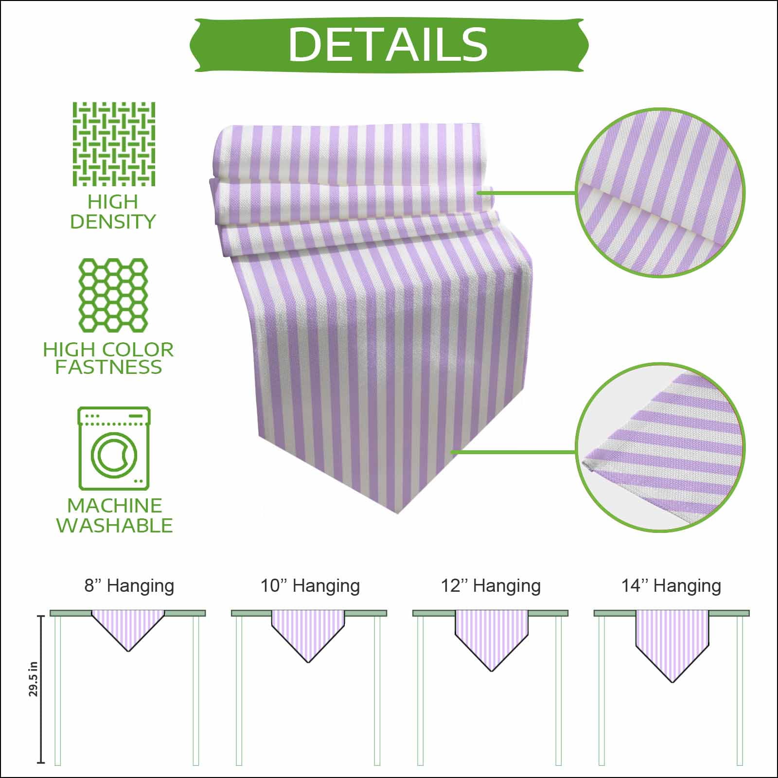 Purple White Stripe Table Runner Linen Burlap Table Runner 90 Inches Long Modern Minimalist Geometric Striped Dresser Scarves for Kitchen Island Coffee Dining Room Party Wedding Holiday Decor 13"x90"