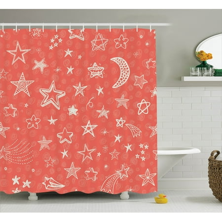 House Decor Shower Curtain Moon And Stars Theme Starry Night House Decor Shower Curtain Moon And Stars Theme Starry Night Shooting Star E Galaxy Kids