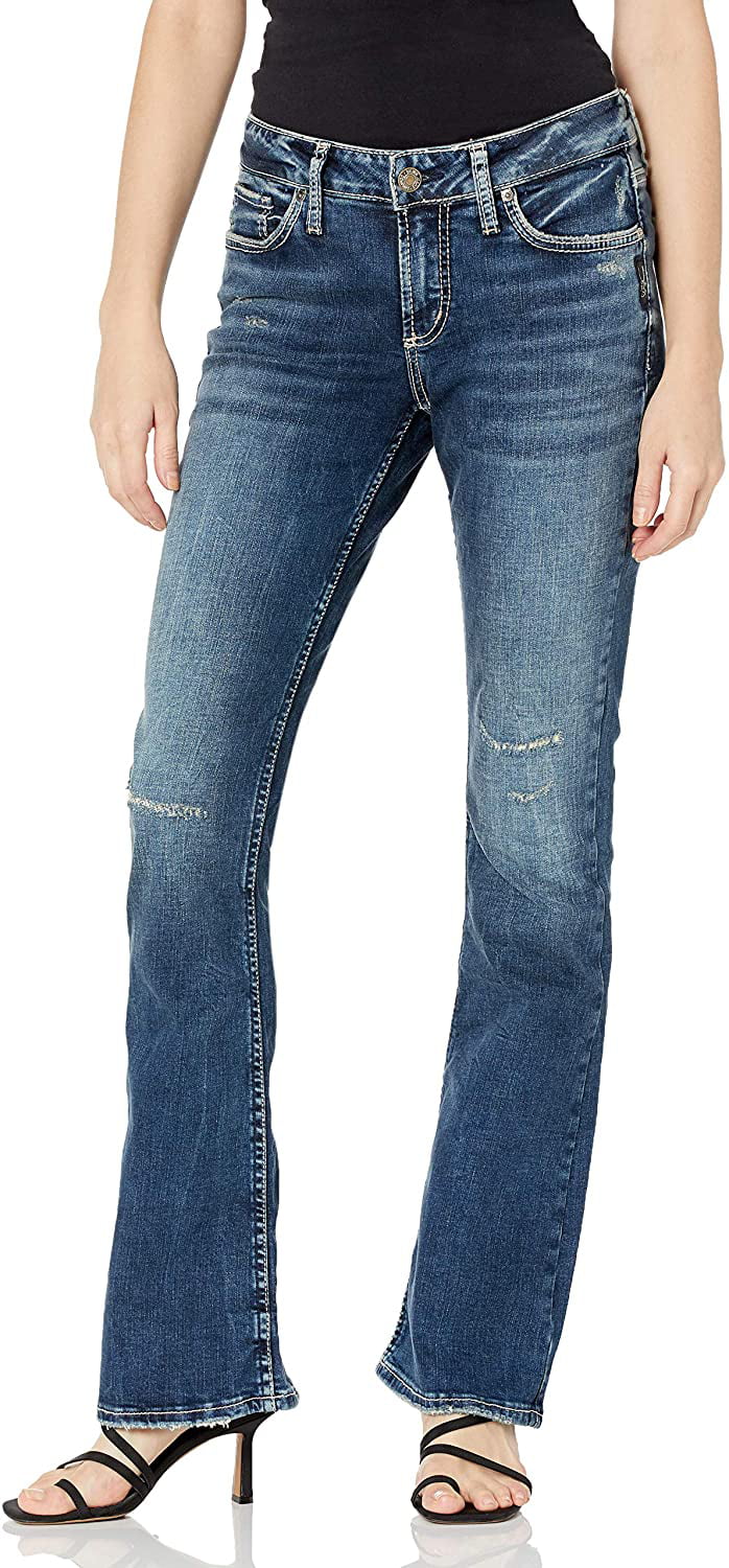 Silver Jeans Co Womens Elyse Relaxed Fit Mid Rise Bootcut Jeans