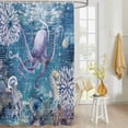 thumbnail image 4 of Fabric Shower Curtain, Vintage Blue Ocean Octopus and Starfish Map Shower Curtains with 12 Hooks Waterproof Machine Washable Bath Curtains for Bathroom,36 x 78in, 4 of 6