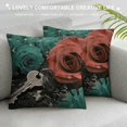 thumbnail image 3 of Awypu Teal Throw Pillows Covers for Couch 18x18 Flower Teal Decorative Throw Pillows Rose Dark Turquoise Pillows Covers for Bed Living Room Decor Pillow Covers Spring Summer (Teal), 3 of 5