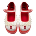 thumbnail image 2 of Hot Chocolate Design Women's Platform Shoes – Clown Mary Jane, Buckle Closure, Ruffle & Pom-Pom Detail, Bold Red Platform Heel, Rubber Sole, Cushioned Insole, Size 7, 2 of 7