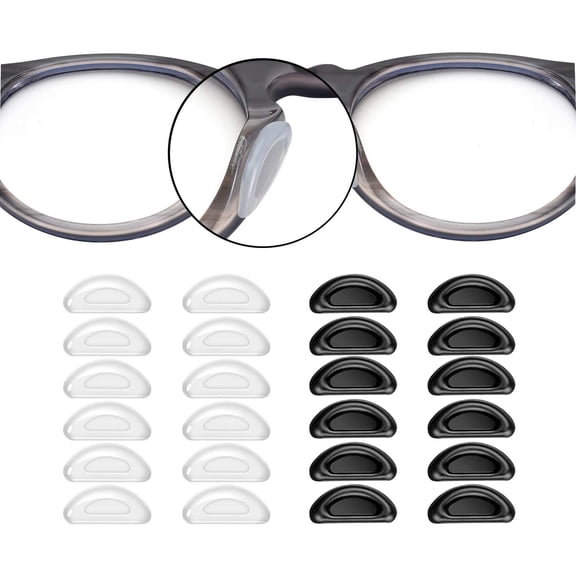 Adhesive Nose Pad, 20 Pairs Eyeglass Nose Pads Stick On Silicone Anti-Slip for Glasses Sunglasses Thin Nose Pads Eyeglasses (10-Black & 10-Clear)
