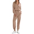 thumbnail image 1 of Conjunto Deportivo PRETTYGARDEN para Mujer 2 Piezas con Cierre, Suéter y Pantalón en Caqui Talle S, 1 of 7