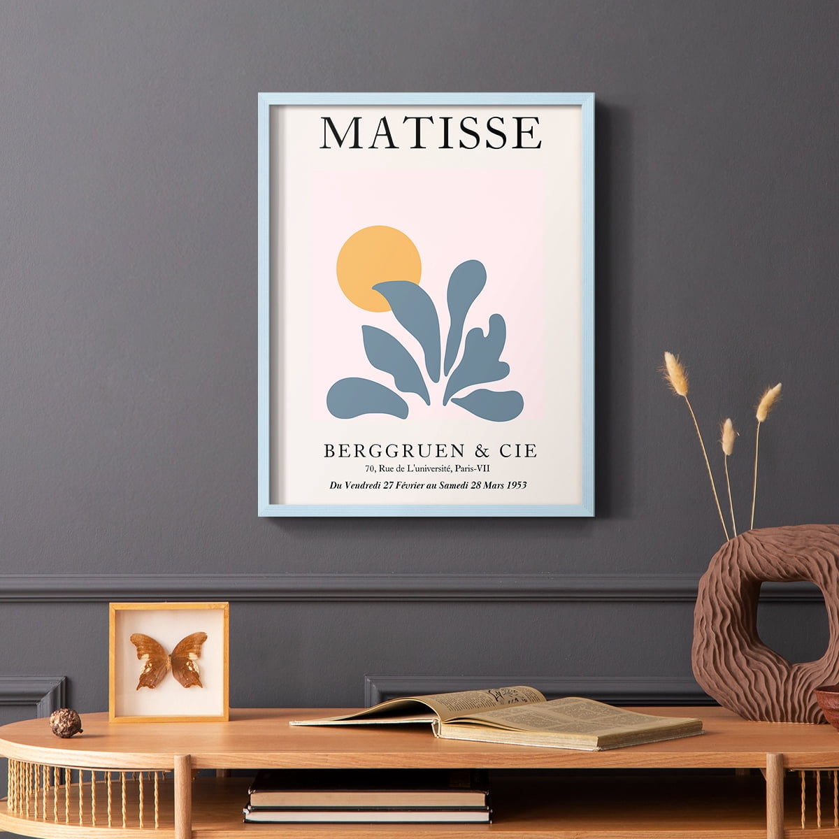 Matisse DVIII Framed Print in Blue Solid Wood Framed Print No Nail Hanging