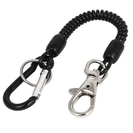 Unique Bargains Black Spiral Coiled Fishing Lanyard Wrist Coil Keychain for Hanging 1 PCS
