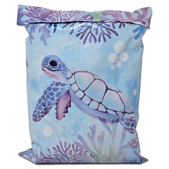 Adorable Sea Turtle 10x13 Poly Mailers Ocean Designer Cute, Durable, Lightweight