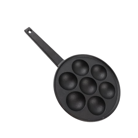 BOKYAN 7-Hole Cast-Iron Takoyaki Grill Pan – Nonstick, Deepened, Oil-Free Cooking for Home & Restaurant Use