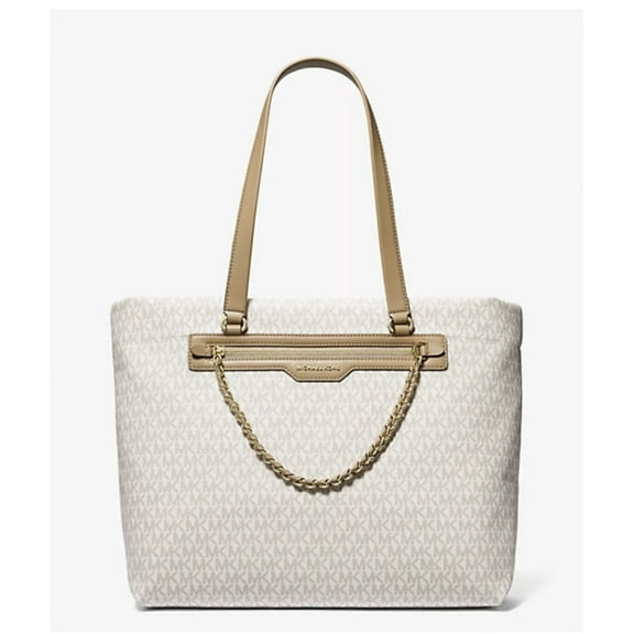 Michael Kos Slater Large Tote Shoulder Bag Signature Vanilla
