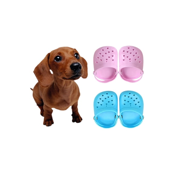 LAPTOM MAX 2 Pairs Small Dog Crocs, Pink Puppy Sandals for Photo, Pet Rubber Slippers for Small Dogs, Summer Breathable Dog Shoes, Pink