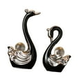 thumbnail image 4 of FashionCha 2 Pieces Swan Sculpture Ceramic Figurine Artwork Decorative Crafts Animal Statue Black, 4 of 9