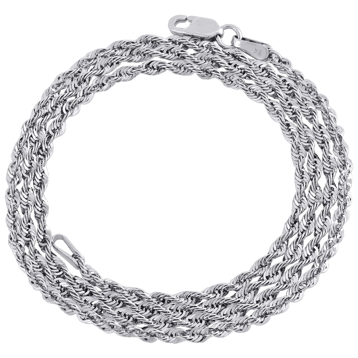 JFL Diamonds & Timepieces - 10K White Gold Diamond Cut Hollow Rope