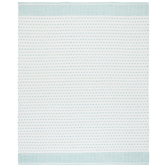 SAFAVIEH Montauk Nuala Abstract Dots Cotton Area Rug, Aqua/Ivory, 4' x 6'