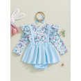 thumbnail image 4 of aturustex Toddler Baby Girls Easter Romper Dress 0 3M 6M 9M 12M 18M Infant Long Sleeve Bodysuits A-line Dress Crew Neck Jumpsuits Bunny Print Rompers se Cute Casual Daily Spring Fall Outfits, 4 of 7