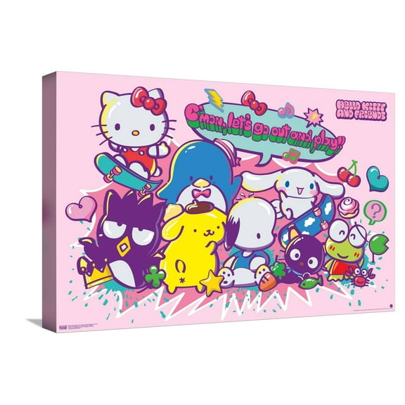 Hello Kitty and Friends: 24 Tokyo Skate Group Play Canvas Wall Poster, 14.725" x 22.375"