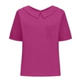 thumbnail image 4 of Delayuji Women with Pockets Breathable Cotton Linen Loose Large Size Slimming Lapel Shirt Short Sleeve Top Pink Xl Hemp Short Sleeve Shirts for Women, 4 of 5