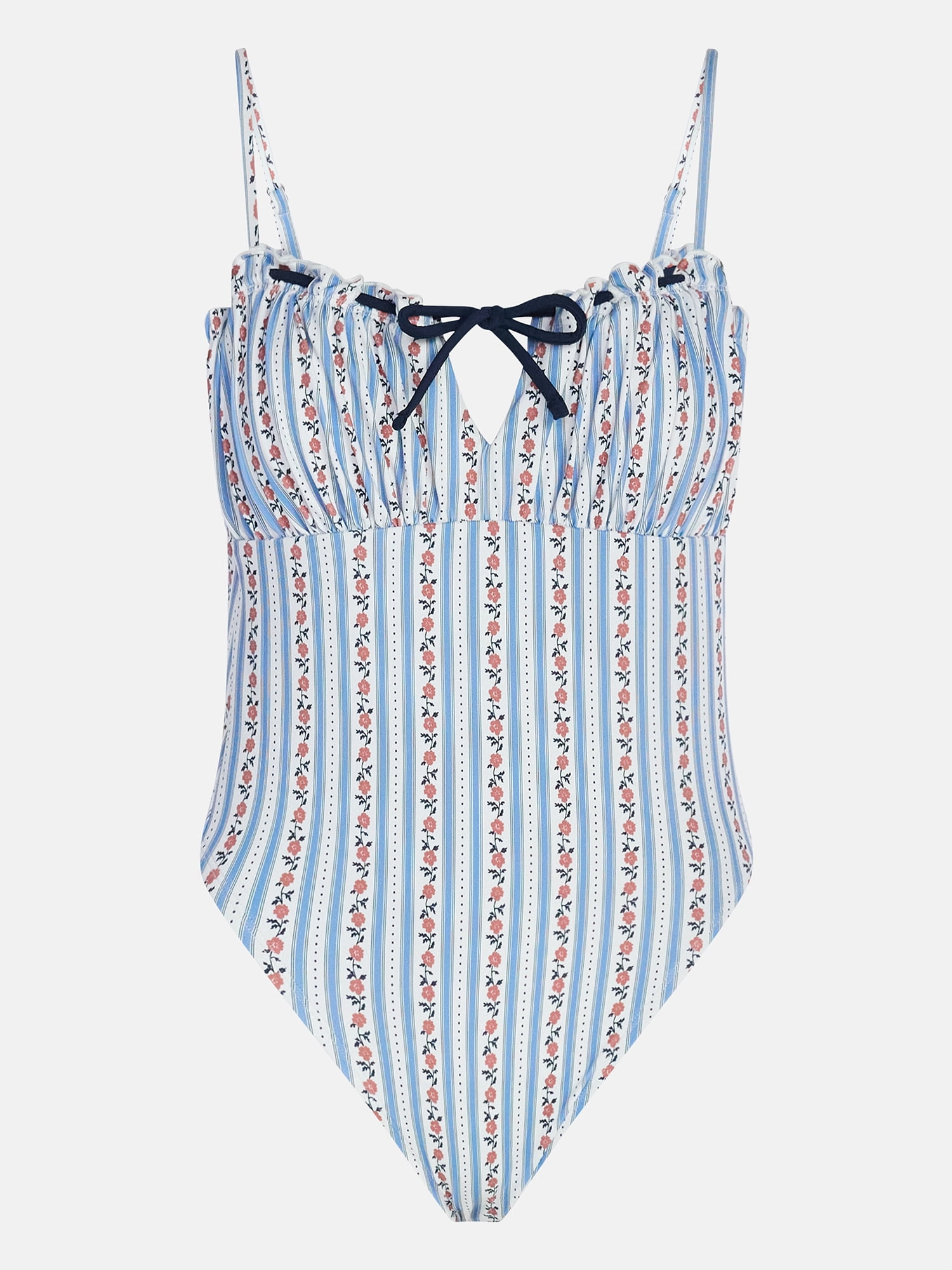 Kacey Lee Women's and Women's Plus Tie Neck Scoop Back One Piece Swimsuit, Sizes XS-3X