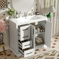 thumbnail image 2 of 36" Modern Bathroom Vanity with Ceramic Sink, Soft-Close Doors & Drawers, Adjustable Shelf, Storage Cabinet for Bathroom Organization,White, 2 of 11
