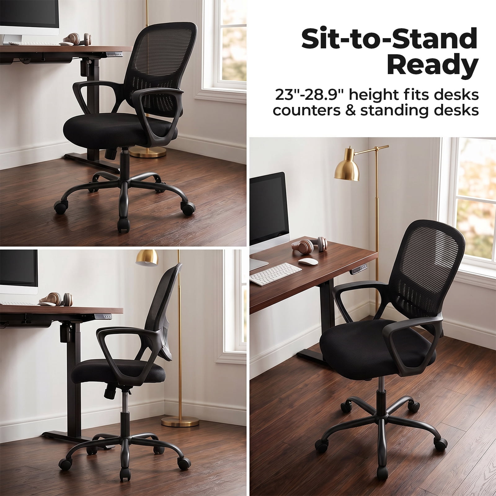Alvantor 30" Tall Office Chair with Adjustable Footrest, Ergonomic Drafting Chair for Standing Desk, Black/Gray/Pink