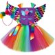 thumbnail image 3 of Disfraz de unicornio para niñas, fiesta de cumpleaños, vestidos de tutú, vestido de princesa unicornio con flores de arco iris, disfraces de Halloween para niñas pequeñas, 3 of 5