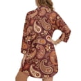 thumbnail image 6 of Renewold Swimsuit Coverup for Women Beach Cover Up Button Down Shirt Long Sleeve Soft Comfy Resort Wear for Vacation Seaside Beach Tops, Vintage Paisley Floral Print Brown, 3XL, 6 of 7