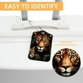 thumbnail image 3 of Leopard Square PU Leather 2 Pack Travel Tag - Bag Tag - Suitcase Tag with Privacy Cover and Stainless Steel Ring - Suitable for Travel, Backpack, and Handbag, 3 of 7