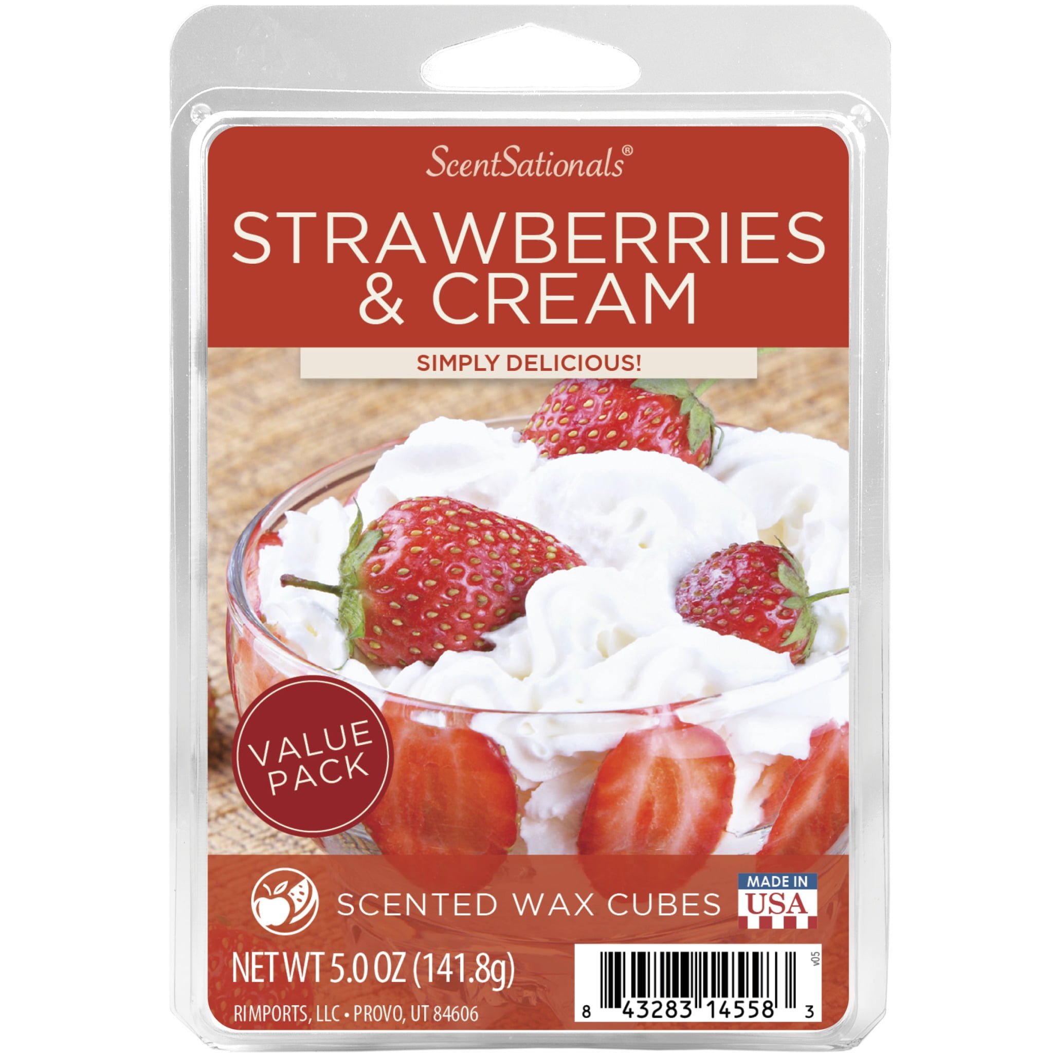 (2 pack) Strawberries N' Cream Scented Wax Melts, ScentSationals, 5 oz