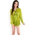 thumbnail image 6 of Women's Sequin Button-Down Shirt Dress with Long Sleeves - X Large, Green, 6 of 7