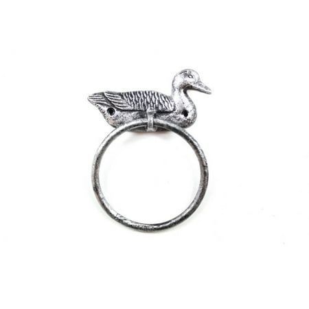 Rustic Silver Cast Iron Mallard Duck Towel Holder 6 5 Cast Iron