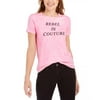 Juicy Couture Women's Rebel Cotton Graphic Print T-Shirt Pink Size Large