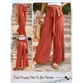 thumbnail image 6 of HUBERY Women Tie Front High Waisted Smocked Wide Leg Tiered Solid Color Pant, 6 of 7