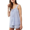 thumbnail image 1 of Ensemble de Pyjama Rayé Y2K pour Femmes, 2 Pcs, Camisole, Hauts Babydoll et Boxeurs Rayés Assortis, Ensemble de Détente, 1 of 7