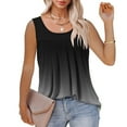 thumbnail image 5 of up to 60% off Gifts Usmixi Womens Tank Tops Fashion Loose Fit Irregular Pleated Hem Ladies Tunic Shirts Summer Trendy Gradient Print Crewneck Sleeveless Shirts Blouse Black XL, 5 of 6