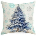 thumbnail image 2 of Winter Snowflake Christmas Tree Pillowcases 18x18 Inch Blue Christmas Throw Pillowcases Set of 2 Christmas Winter Holiday Pillowcases Cotton Linen Cushion Covers for Sofa Home Decor, 2 of 7