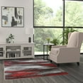 thumbnail image 3 of BizChair Modern Contemporary Area Rug, Red Grey Black (5 Feet X 7 Feet), 3 of 7