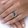 thumbnail image 3 of AFFY Blue, Green & White Natural Diamond Waves Ring in 10k White Gold, 3 of 8
