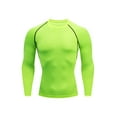 thumbnail image 1 of LUXUR Chemises de Compression pour Hommes Couleur Unie Hauts d'Été Manches Longues T-shirt de Sport T-shirt Décontracté Col Rond T-shirt Muscle Vert L, 1 of 2