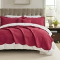thumbnail image 4 of HZ & HY Oversized King Bedspread 128x120 Extra Wide, Ultrasonic Coverlet Bedding Set, Lightweight Thin Comforter, Reversible, 5 Piece, 100% Microfiber, Wine Red, 4 of 7