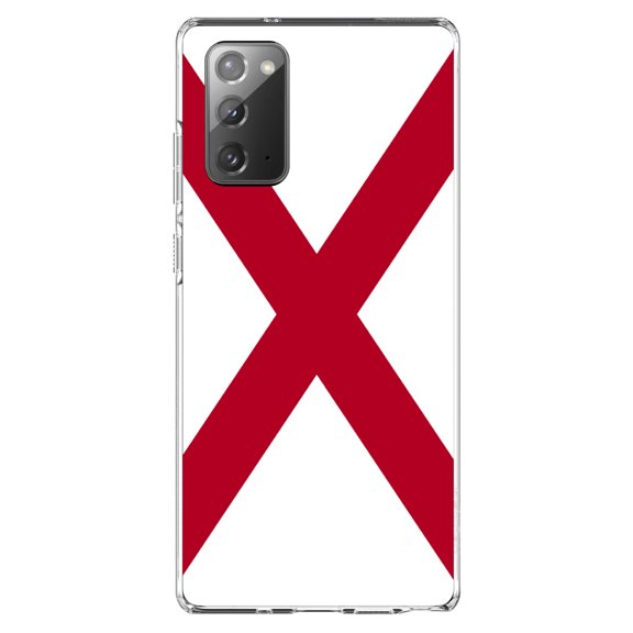 DistinctInk Clear Shockproof Hybrid Case for Samsung Galaxy Note 20 (6.7" Screen) - TPU Bumper, Acrylic Back, Tempered Glass Screen Protector - Alabama State Flag - US State Flag