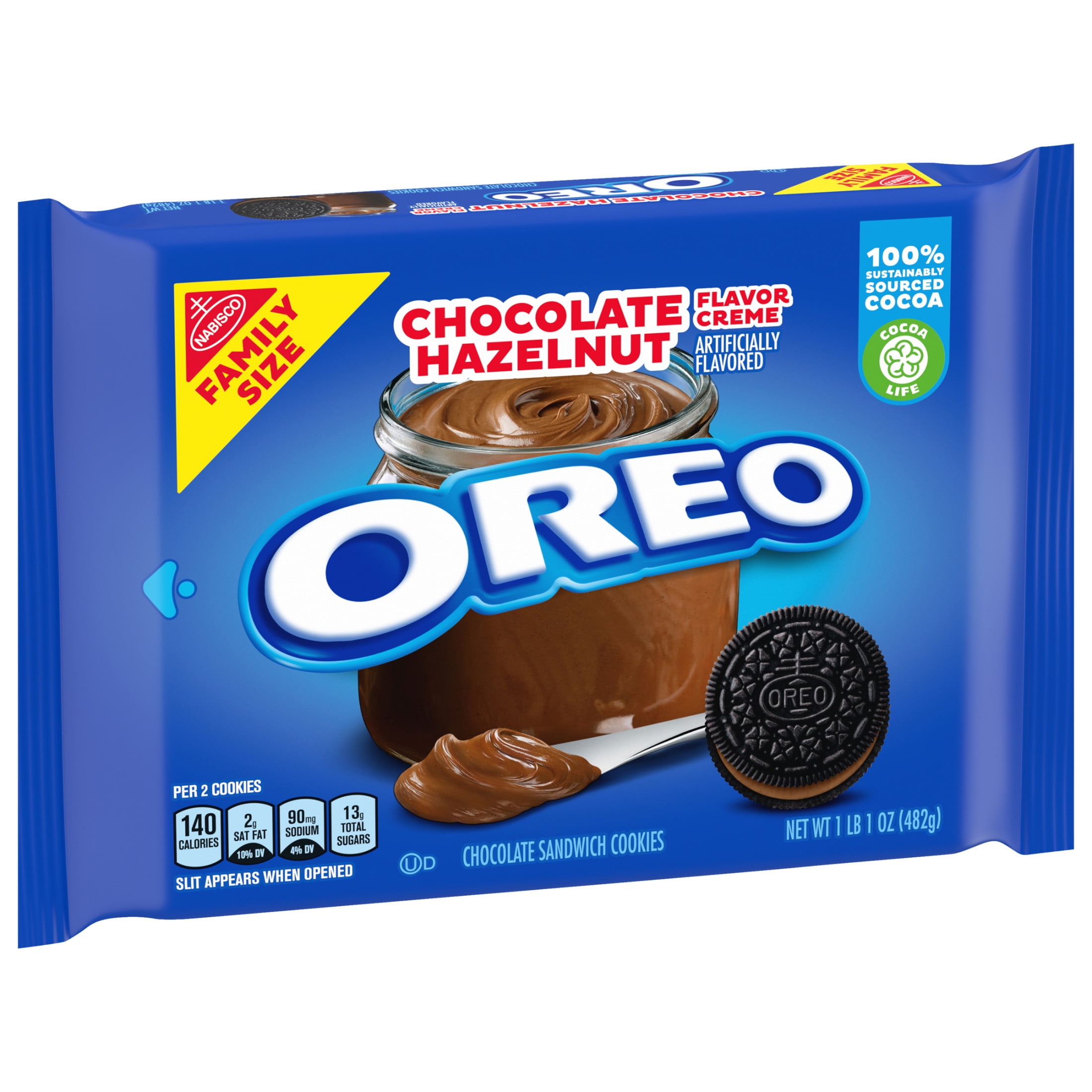 (3 pack) OREO Chocolate Hazelnut Creme Sandwich Cookies, Baked, Family Size, 17 oz, Shelf Stable Plastic Tray