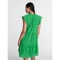 thumbnail image 4 of Time and Tru Women's Tiered Cotton Eyelet Mini Dress with Flutter Sleeves, Sizes XS-XXXL, 4 of 6