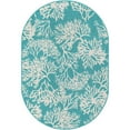 thumbnail image 2 of Unique Loom Outdoor Coastal Collection Area Rug - Coral (4' 1" x 6' 1" Oval Teal/Ivory), 2 of 8