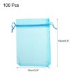 thumbnail image 2 of 100pcs Organza Bags 3.9x5.9 Inch Drawstring Favor Pouches Mesh Bag Lake Blue, 2 of 7