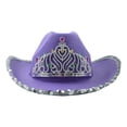 thumbnail image 3 of Sombrero de vaquero,Sombrero de vaquero rosa para mujeres adultas niñas adolescentes,con tiara corona vaquera sombrero disfraz plumas,Sombrero de princesa de lentejuelas sombreros de vaquero, 3 of 9