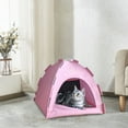 thumbnail image 5 of Tvtnvo Pet Tent Dog House Pet Hideout Reversible Cooling and Linen Like Cushion Breathable Mesh Ventilation All Season Foldable Portable Indoor Outdoor Cozy Shelter for Pets and Dogs Pink 14.2 in, 5 of 6