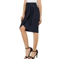 thumbnail image 4 of Allegra K Women's Summer Skirts Faux Wrap Tie Front Knee Length Skirt, 4 of 6